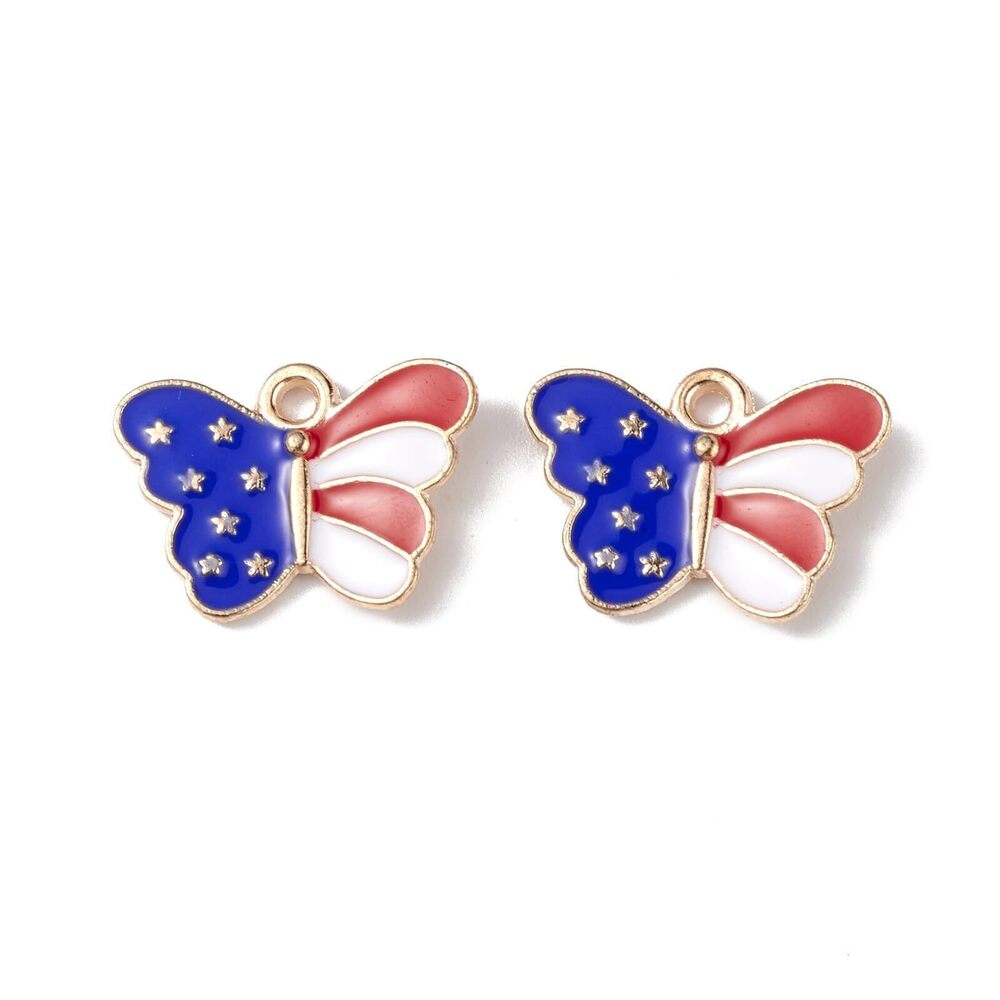 8239 100 pcs Butterfly with Star Theme Alloy Enamel Charms Independence Day